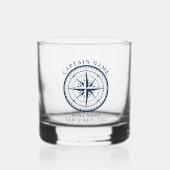 Name of your boat Nautical Vintage Compass Whiskyglas (Vorderseite)