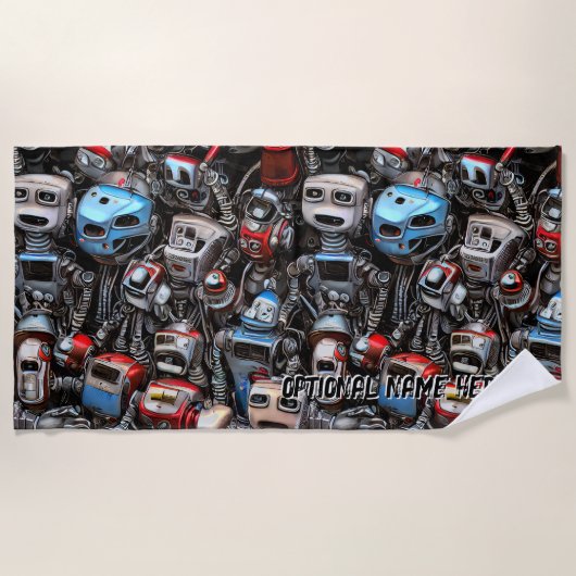 Name Old Robot Junkyard Rusty Grunge hinzufügen Strandtuch (Vorderseite)