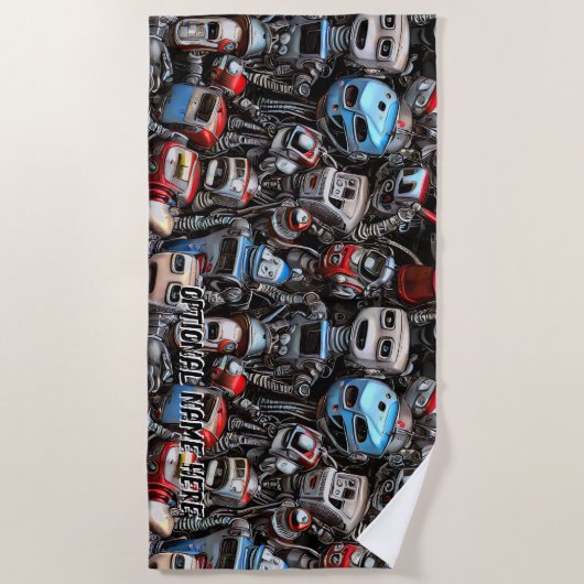 Name Old Robot Junkyard Rusty Grunge hinzufügen Strandtuch (Vorderseite)