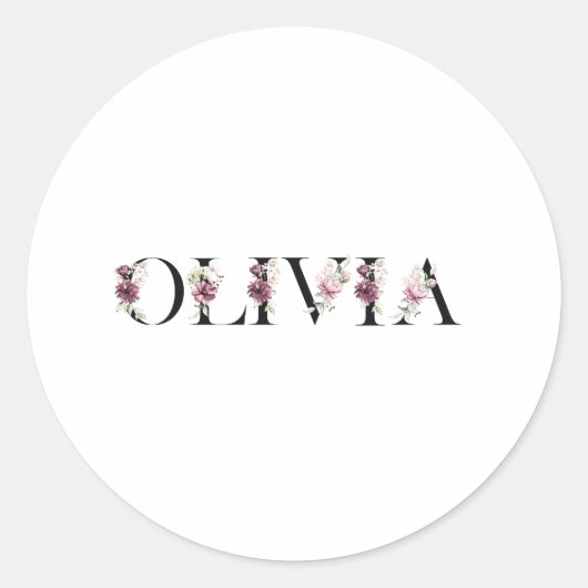 Name Olivia Runder Aufkleber (Vorderseite)