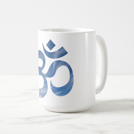 Name on, Blue Sky Clouds Muster Om Symbol 15oz Kaffeetasse (VorderseiteRechts)