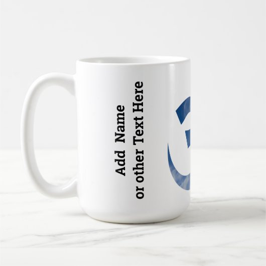 Name on, Blue Sky Clouds Muster Om Symbol 15oz Kaffeetasse (Links)