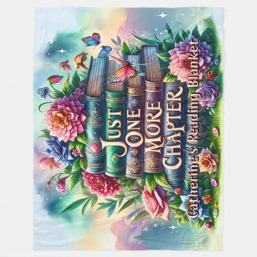 Name One More Chapter Reading Blanket Books Flower Fleecedecke (Vorderseite)
