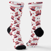 Name, Onkel Sam Rot Weiß Blau Zylinder Socken (Gewinkelt)