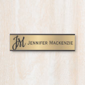 Name Only Monogram Faux Gold Office Door Sign Türschild (Vorderseite )