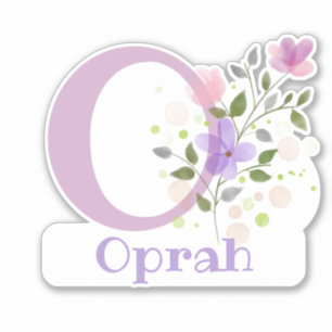 Name Oprah & Initial mit Blumendesign Aufkleber