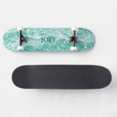 Name or Initials Teal Paint Splotches Skateboard (Horizontal)