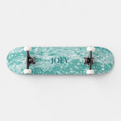 Name or Initials Teal Paint Splotches Skateboard (Horizontal)