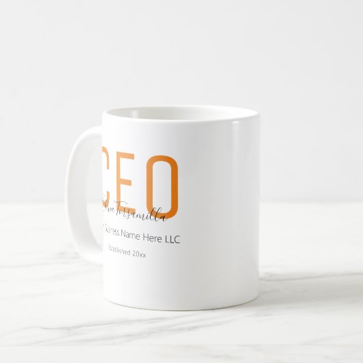 Name Orange Black CEO Kaffeetasse (Vorderseite Links)