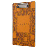 Name Orange Brown Squares Mesh Pattern Blocks Art Klemmbrett (Links)