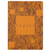 Name Orange Brown Squares Mesh Pattern Blocks Art Klemmbrett (Rückseite)