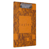 Name Orange Brown Squares Mesh Pattern Blocks Art Klemmbrett (Rechts)