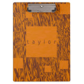 Name Orange Brown Squares Mesh Pattern Blocks Art Klemmbrett (Vorderseite)