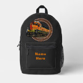 Name Orange Diesel Train auf BLACK ändern Bedruckter Rucksack (Vorderseite)