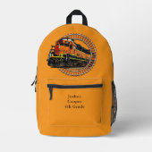 Name Orange Diesel Train auf Bright Orange ändern Bedruckter Rucksack (Vorderseite)