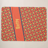 Name Orange Geometric Diamond Muster Sherpadecke (Vorderseite (Horizontal))