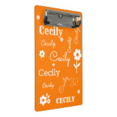 Name-orange und weißes Miniklemmbrett Mini Klemmbrett (Schrägansicht)