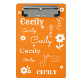 Name-orange und weißes Miniklemmbrett Mini Klemmbrett (Vorderseite)