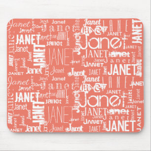 Name Orange und White Word Cloud Personalisieren Mousepad