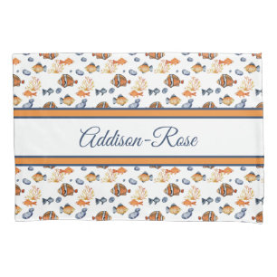 Name Orange White Tropical Fish Pattern Kinderzimm Kissenbezug