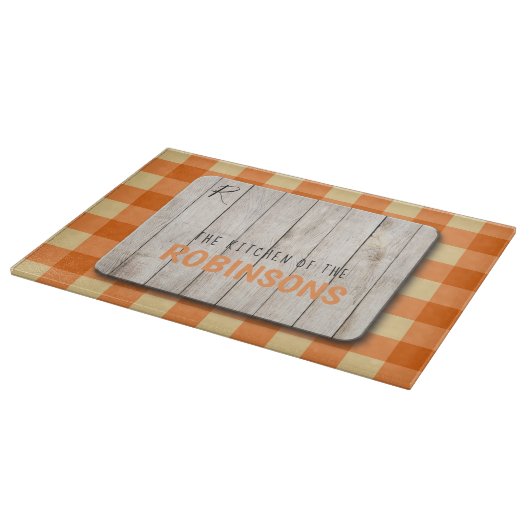 Name Orangengingham aus Holz Schneidebrett (Ecke)