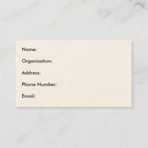 Name: Organisation: Adresse: Telefonnummer: Visitenkarte