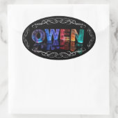 Name Owen - Name in Lights (Foto) Ovaler Aufkleber (Tasche)