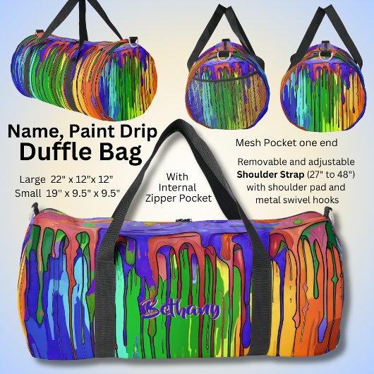 Name Paint Tropfens Blue Green Orange hinzufügen Duffle Bag