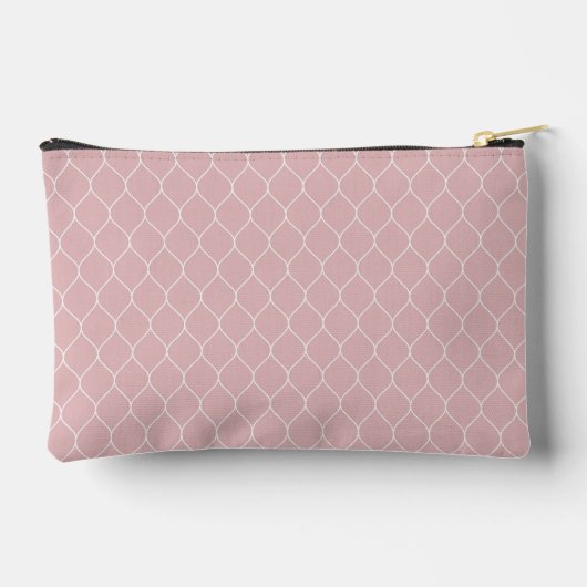 Name || Pale Blush Pink Stylish Trellis Pattern Zubehörtasche (Rückseite)