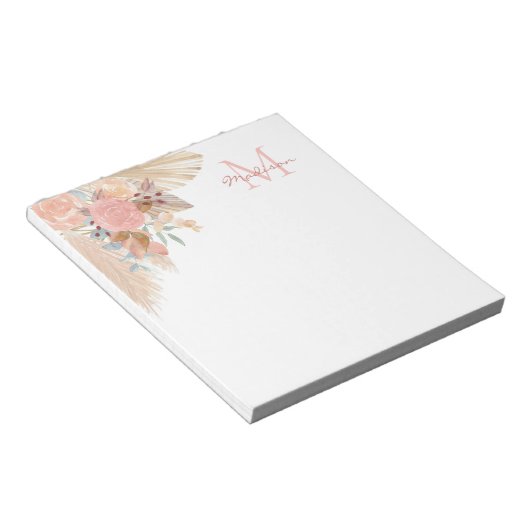 Name Pampas Grass Floral Notizblock (angewinkelt)