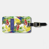 Name-Papageien und tropische Frucht Gepäckanhänger (Vorderseite horizontal)