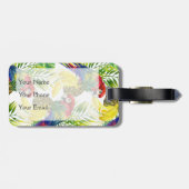 Name-Papageien und tropische Frucht Gepäckanhänger (Rückseite horizontal)
