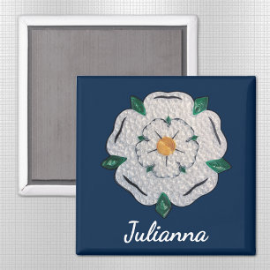 Name, Paper Quill Yorkshire White Rose 2-in Magnet