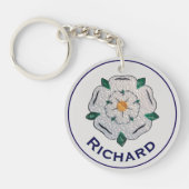 Name, Paper Quill Yorkshire White Rose Schlüsselanhänger (Vorderseite)