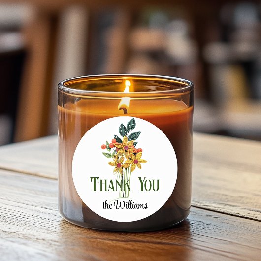 Name, Papiergefüllte Blume, Danke, 3-in Runder Aufkleber