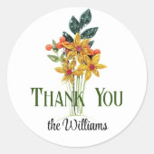 Name, Papiergefüllte Blume, Danke, 3-in Runder Aufkleber (Vorderseite)