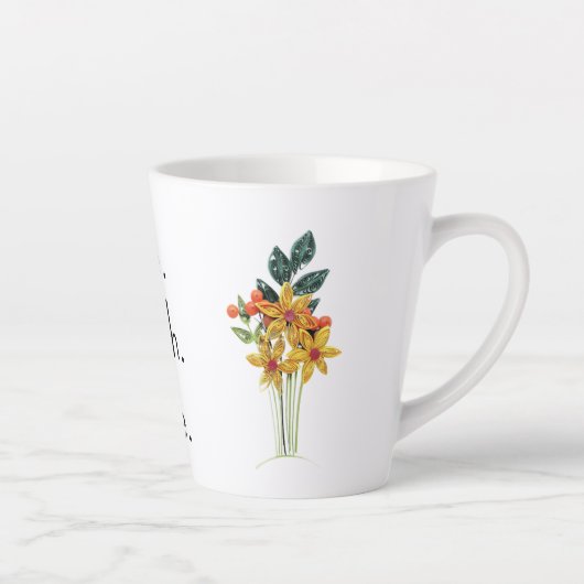 Name, Papierquillte Blume Positive Worte 12 oz Milchtasse (Rechts)