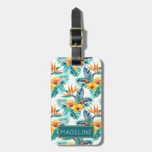Name-Paradiesvogel u. Orchideen-Muster Gepäckanhänger