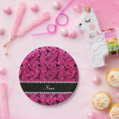 Name paris eiffel turm neon hot pink Glitzer Pappteller (Party)