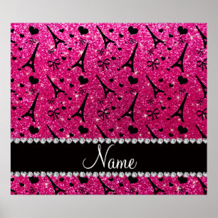 Name paris eiffel turm neon hot pink Glitzer Poster