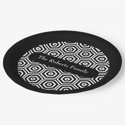 Name Party Teller Hexagon Muster (Schrägansicht)