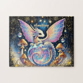 Name, Pastel Baby Dragon Pink Blue on Dark Puzzle (Horizontal)