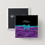 Name Pastell lila Glitzer zebra türkis Bogen Button (Vorne & Hinten)
