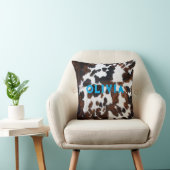 Name Patchwork Cowhide Print Western Rustic Blue Kissen (Stuhl )