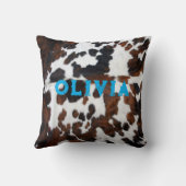 Name Patchwork Cowhide Print Western Rustic Blue Kissen (Rückseite)