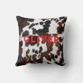 Name Patchwork Cowhide Print Western Rustikal Red Kissen (Rückseite)