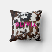 Name Patchwork Cowhide Print Western Rustikal rosa Kissen (Rückseite)