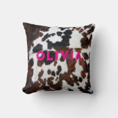 Name Patchwork Cowhide Print Western Rustikal rosa Kissen (Vorderseite)