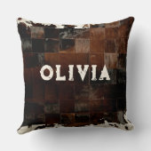 Name Patchwork Cowhide Print Western Rustikale Lan Kissen (Rückseite)