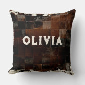 Name Patchwork Cowhide Print Western Rustikale Lan Kissen (Vorderseite)